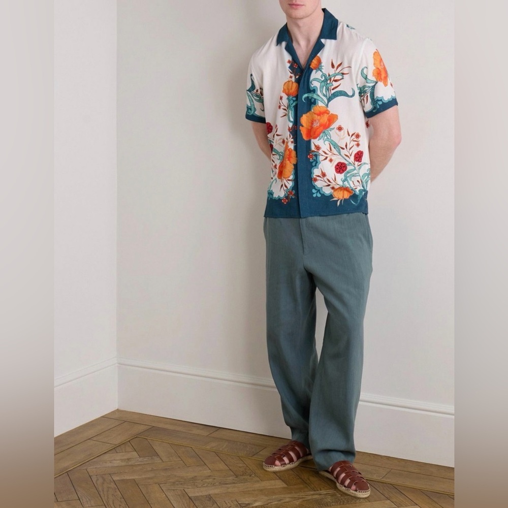La DoubleJ x Orlebar Brown Camp Collar Floral Print Lyocell Shirt Multi